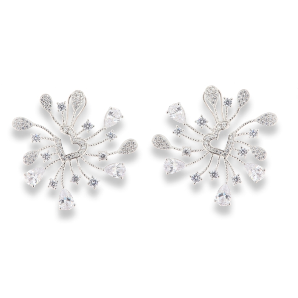 Cercei Pusete din argint  cu pietre Cubic Zirconia Incolor