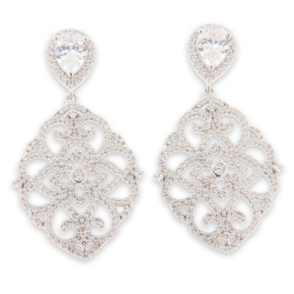 Cercei Pusete din argint  cu pietre Cubic Zirconia Incolor