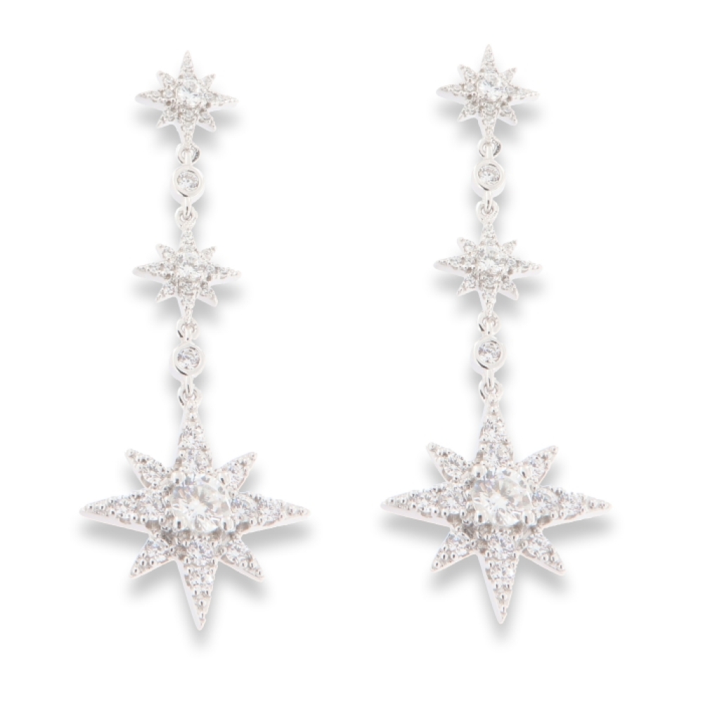 Cercei Pusete din argint  cu pietre Cubic Zirconia Incolor