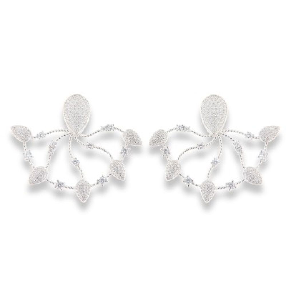 Cercei Pusete din argint  cu pietre Cubic Zirconia Incolor