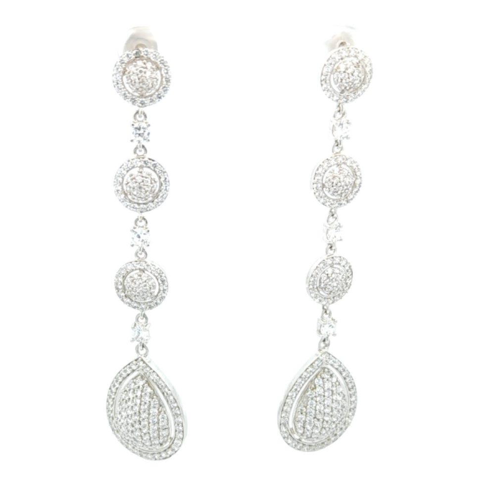 Cercei Pusete din argint  cu pietre Cubic Zirconia Incolor