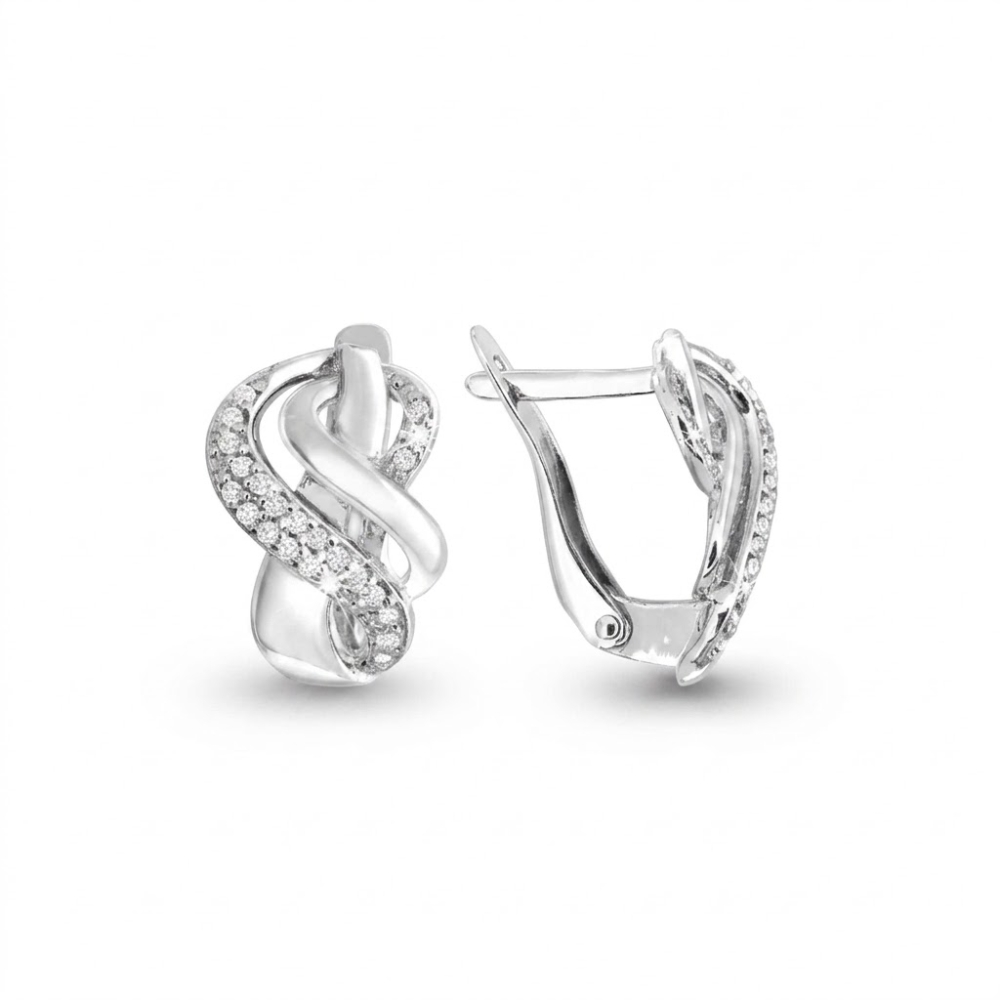 Cercei din aur alb cu Cubic Zirconia Incolor