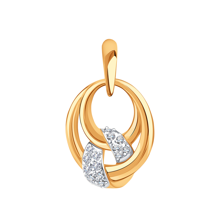 Pandantiv din aur roșu cu pietre Cubic Zirconia Incolor
