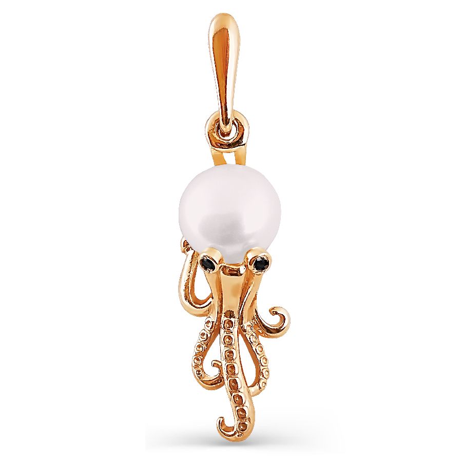 Pandantiv din aur roșu cu pietre Cubic Zirconia Incolor, Perla Albă