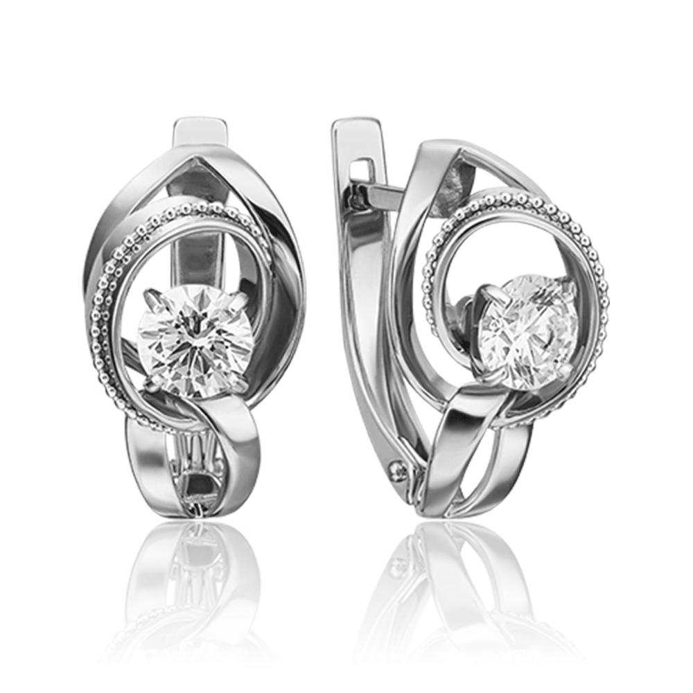 Cercei din aur alb cu pietre Cubic Zirconia Incolor