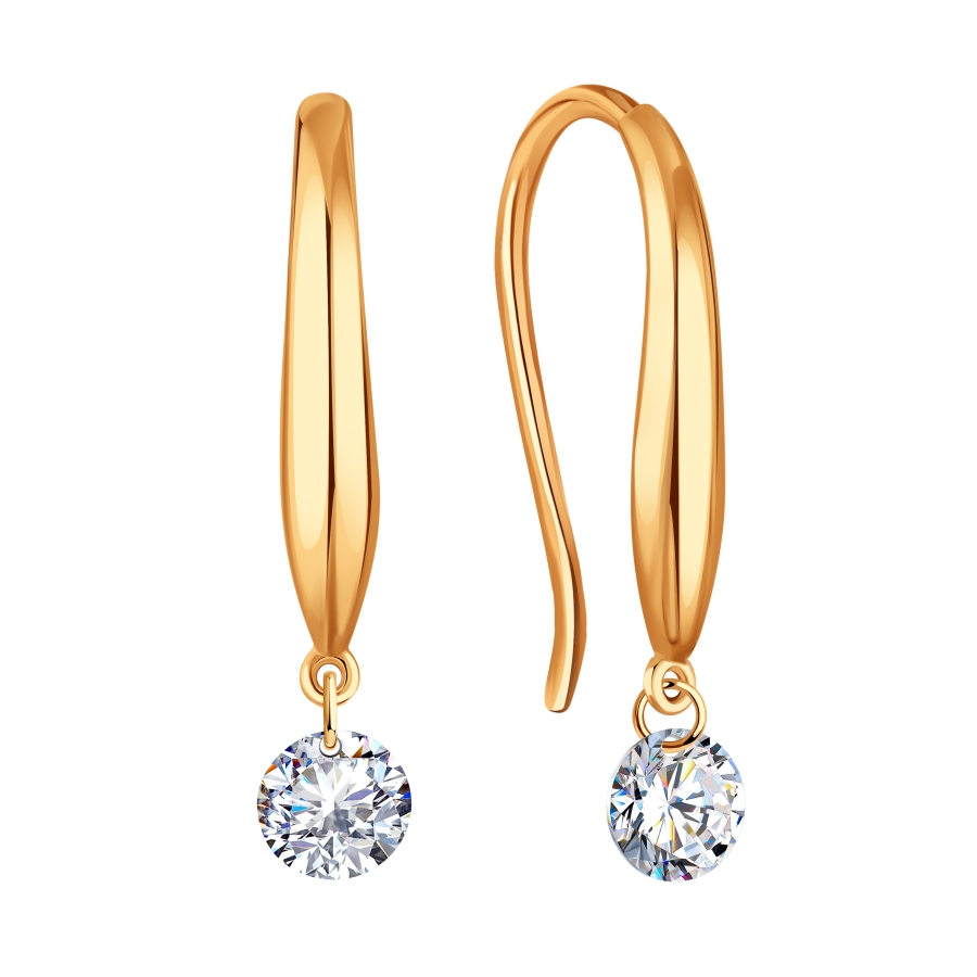 Cercei din aur roșu cu pietre Cubic Zirconia Incolor