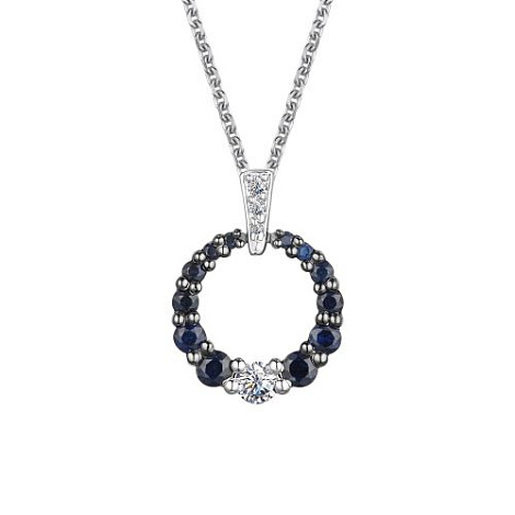 Colier din aur alb cu pietre Diamant, Safir