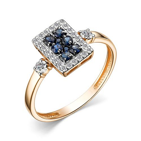 Inel din aur roșu cu pietre Diamant, Safir