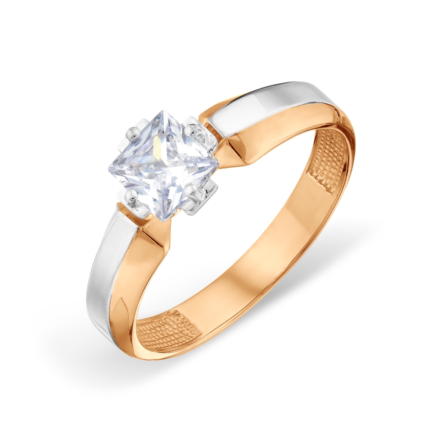 Inel din aur roșu cu pietre Cubic Zirconia Incolor