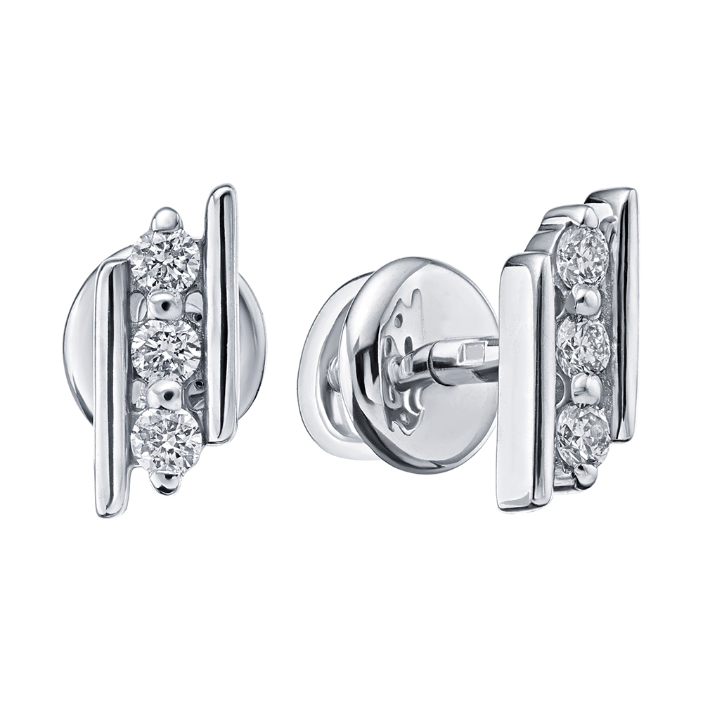 Cercei Pusete din aur alb cu pietre Diamant
