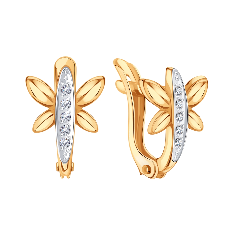 Cercei din aur roșu cu pietre Cubic Zirconia Incolor