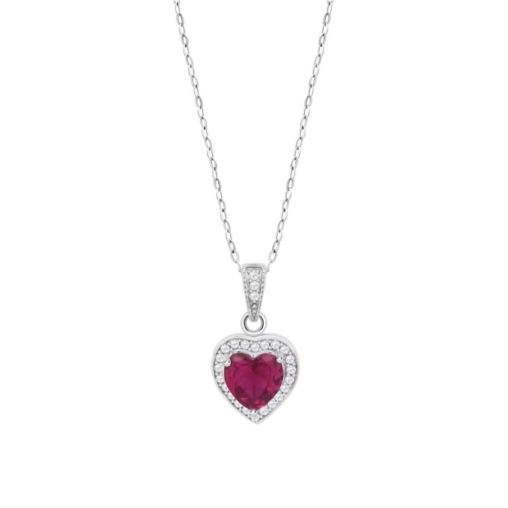 Colier din argint  cu pietre Cubic Zirconia Incolor, Cubic Zirconia Roz