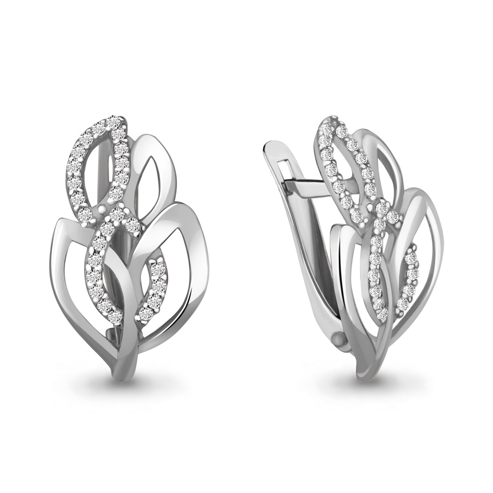 Cercei din aur alb cu Cubic Zirconia Incolor