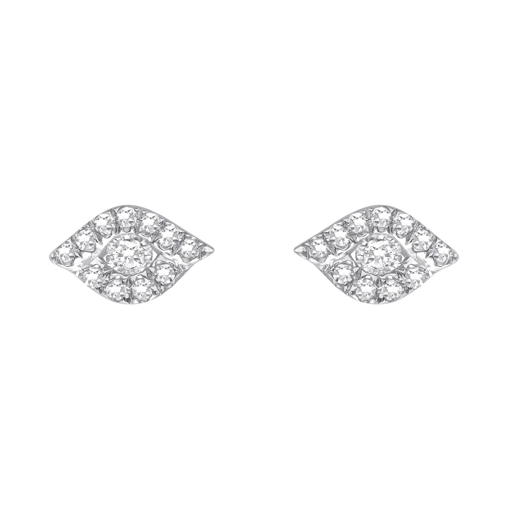 Cercei Pusete din aur alb cu pietre Diamant