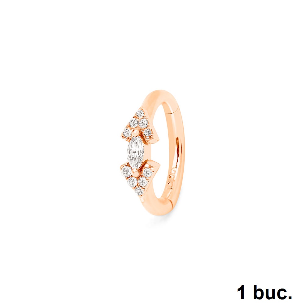 Cercel din aur roz cu pietre Diamant