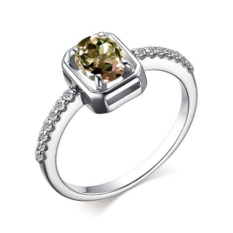 Inel din argint  cu pietre Cubic Zirconia Incolor, Zultanit Sintetic Galben