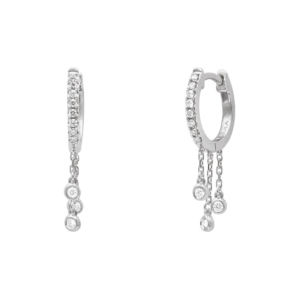 Cercei Creole din aur alb cu pietre Diamant