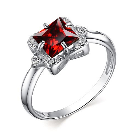 Inel din argint  cu pietre Cubic Zirconia Incolor, Granat