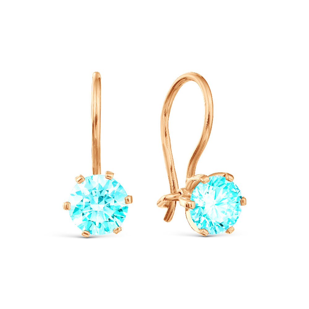 Cercei p-u copii din aur roșu cu pietre Cubic zirconia Albastru