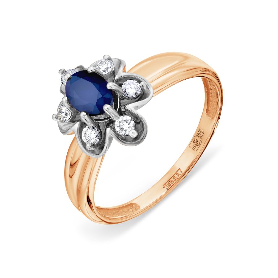 Inel din aur alb și roșu cu pietre Diamant, Safir