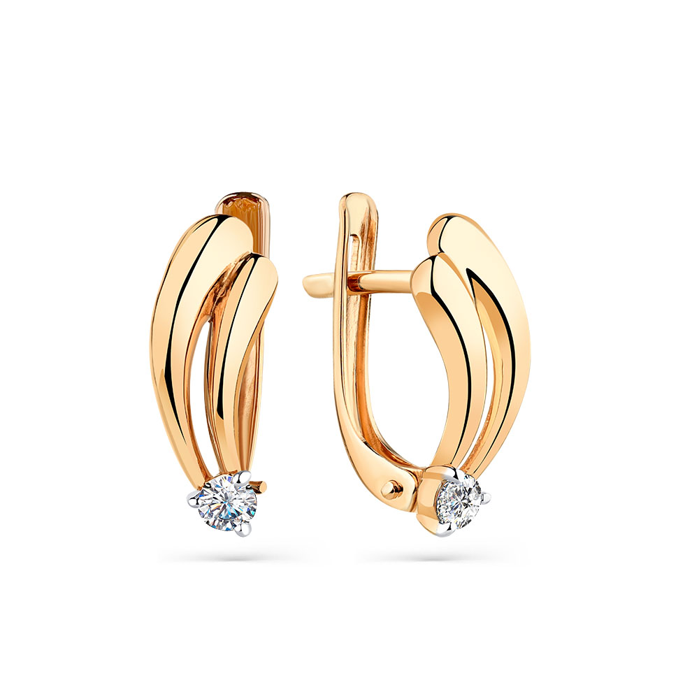 Cercei din aur roșu cu pietre Cubic Zirconia Incolor