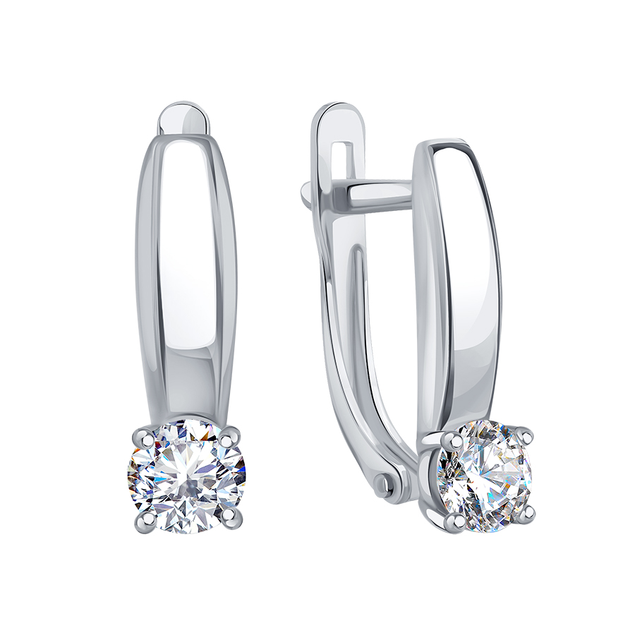 Cercei din aur alb cu pietre Cubic Zirconia Incolor