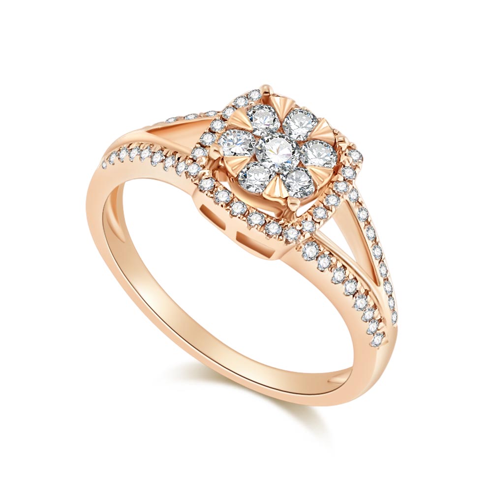 Inel din aur roz cu pietre Diamant