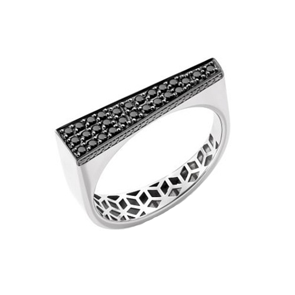 Inel din aur alb cu pietre Diamant negru