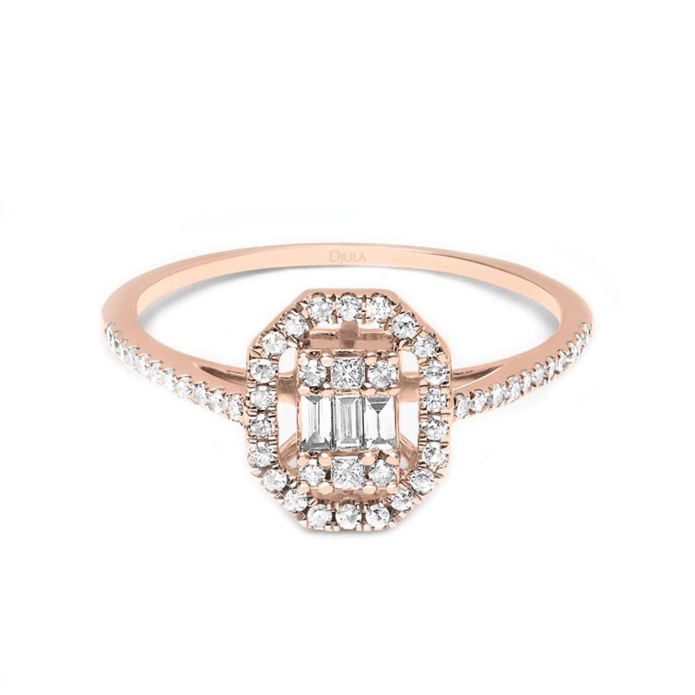 Inel din aur roz cu pietre Diamant