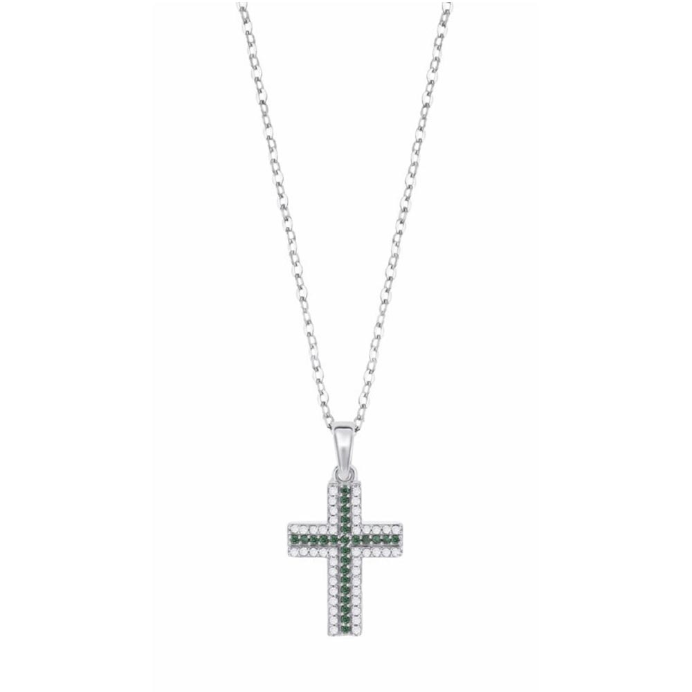 Colier din argint  cu pietre Cubic Zirconia Incolor, Cubic Zirconia Verde
