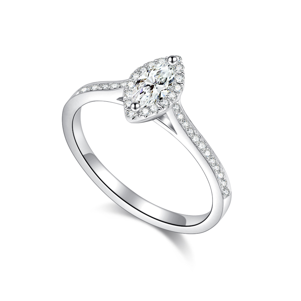 Inel din aur alb cu pietre Diamant