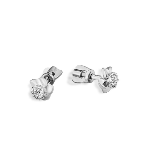 Cercei pusete din aur alb cu pietre Cubic zirconia
