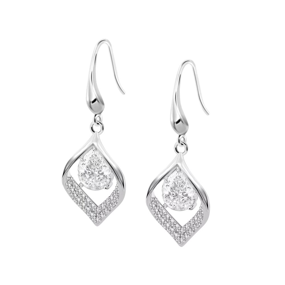Cercei din argint  cu pietre Cubic Zirconia Incolor