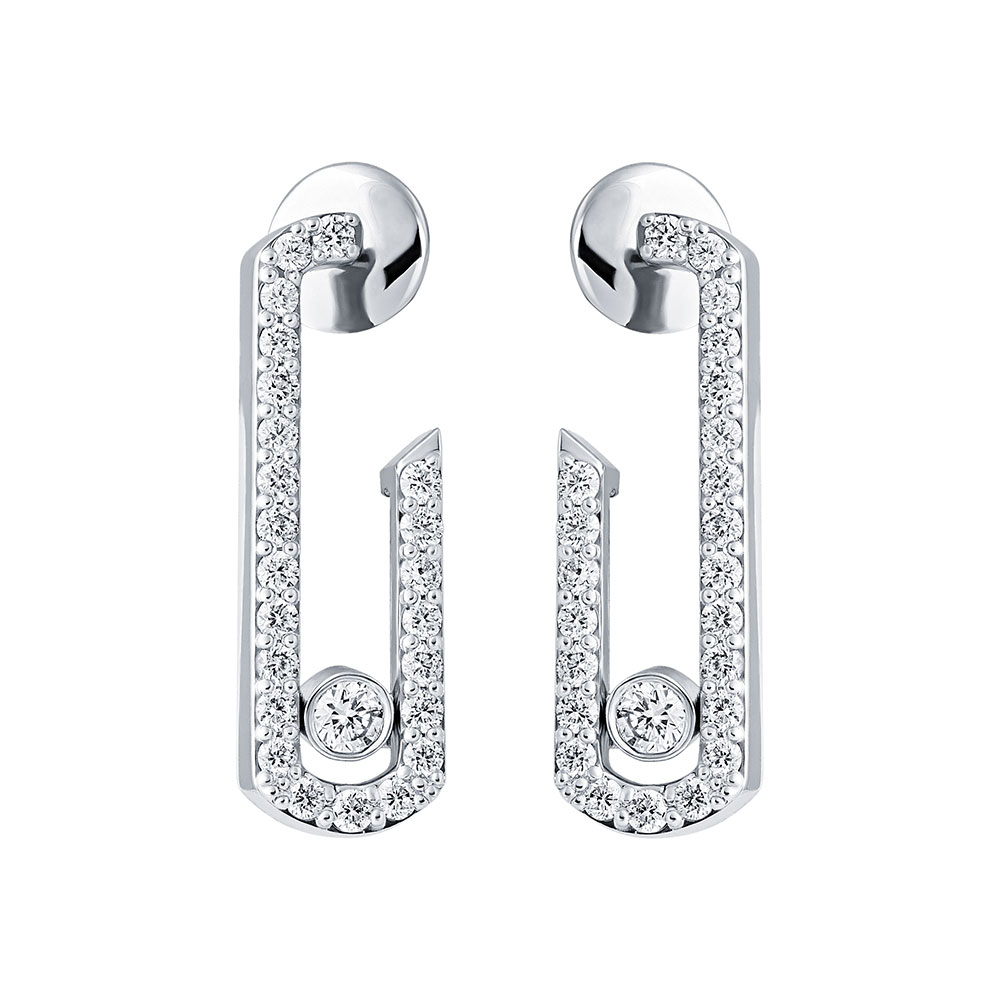 Cercei Pusete din aur alb cu pietre Diamant