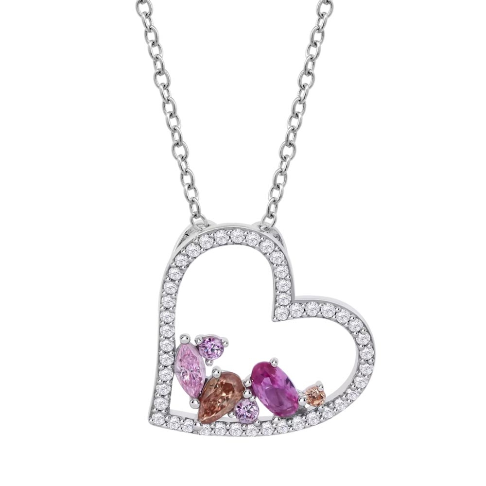 Colier din argint  cu pietre Cubic Zirconia Multicoloră