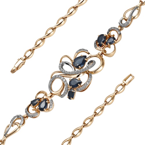 Brățară din aur alb cu pietre Diamant, Safir