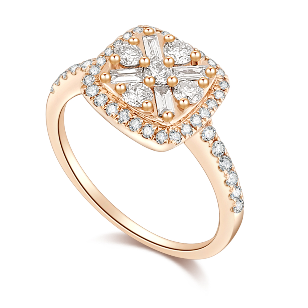 Inel din aur roz cu pietre Diamant