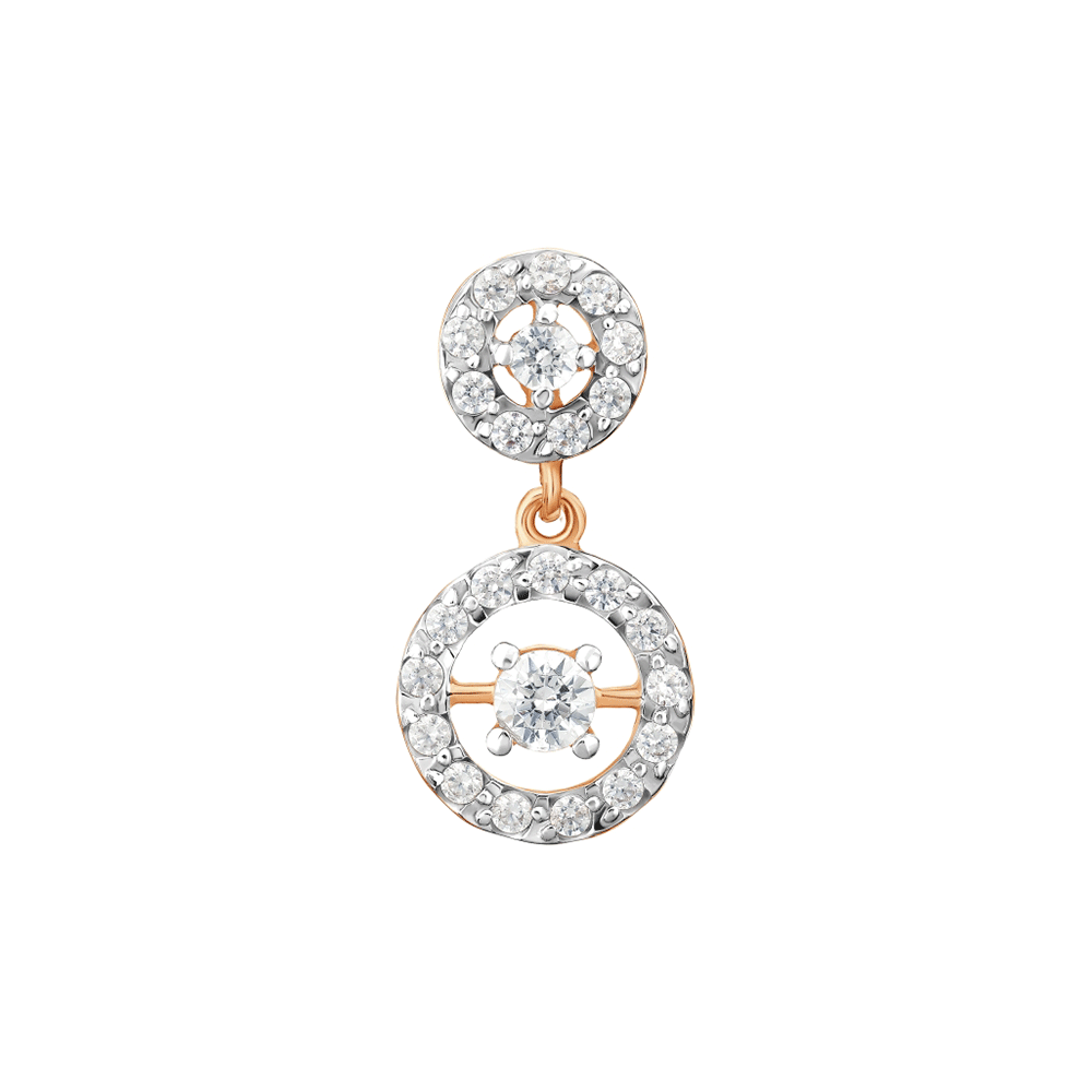 Pandantiv din aur roșu cu pietre Cubic Zirconia Incolor