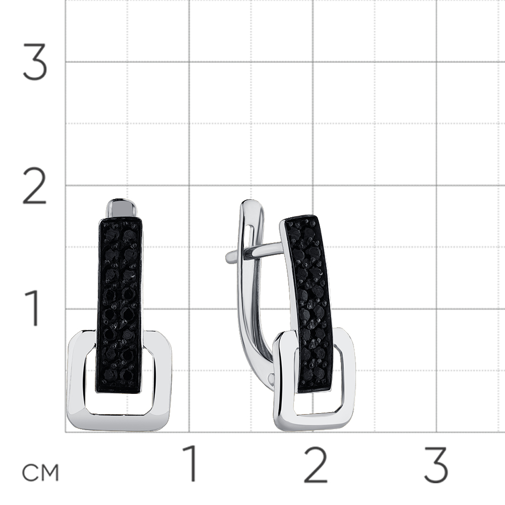Cercei din aur alb cu pietre Cubic Zirconia Negru