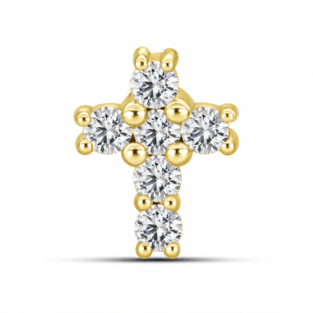 Cruce din aur galben cu Cubic Zirconia Incolor