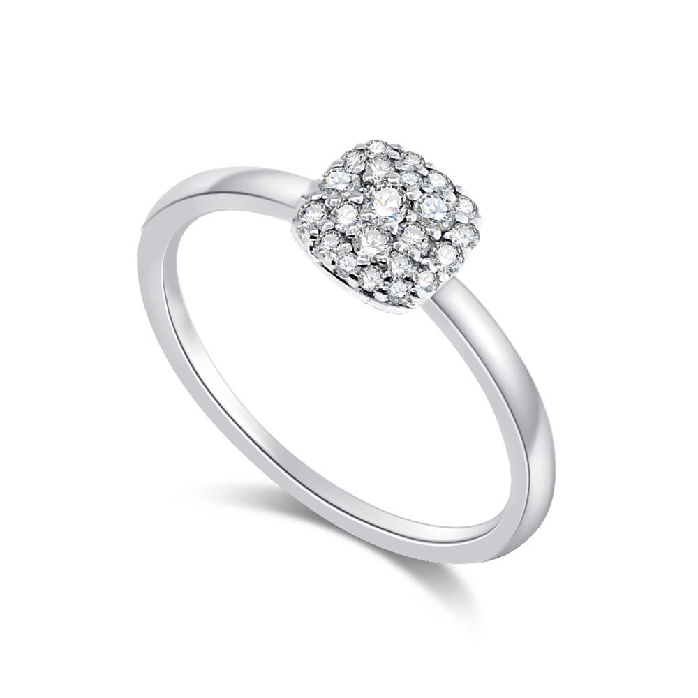 Inel din aur alb cu pietre Diamant