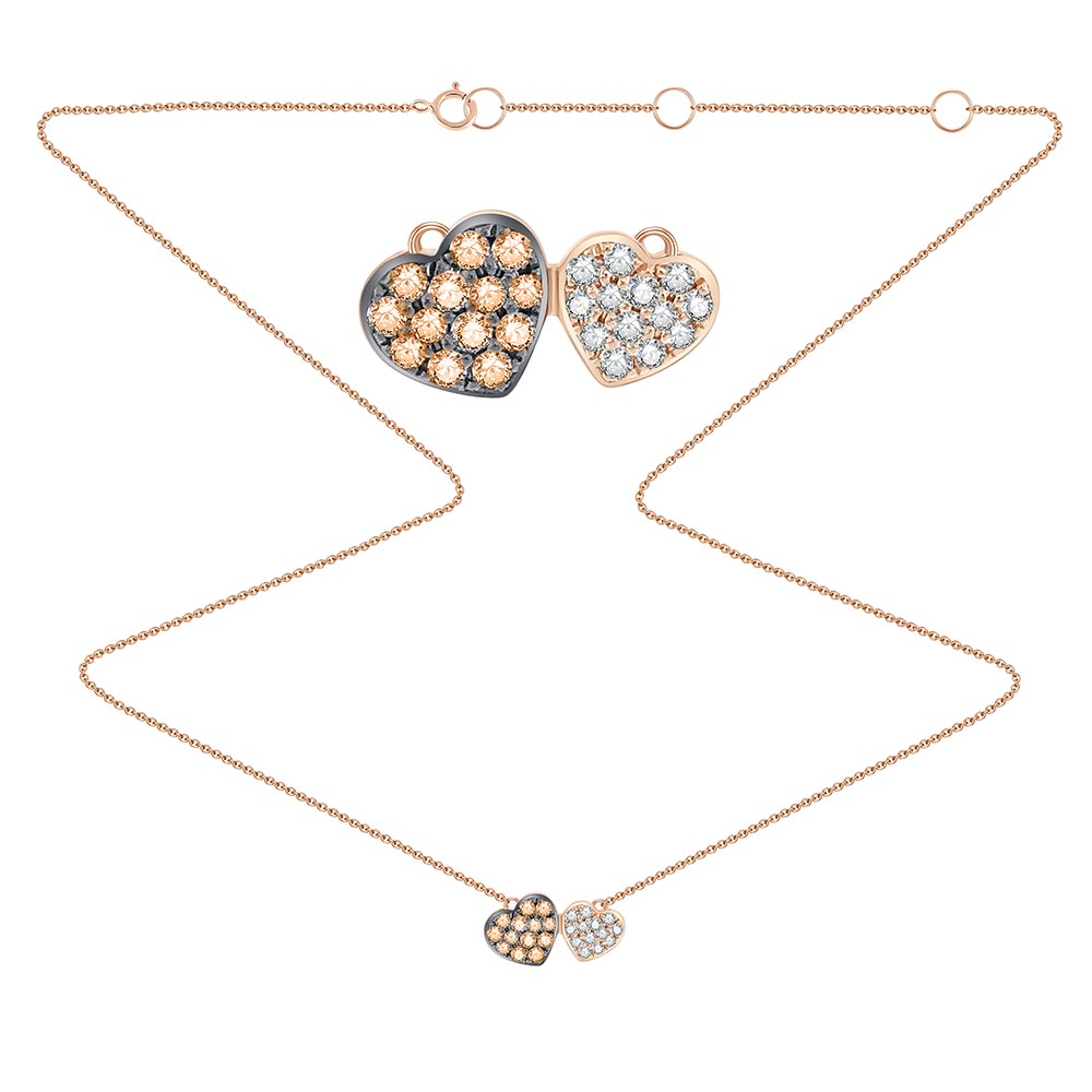 Colier din aur roșu cu pietre Diamant, Diamant Cognac