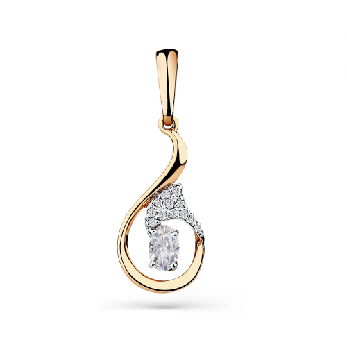 Pandantiv din aur roșu cu pietre Cubic zirconia