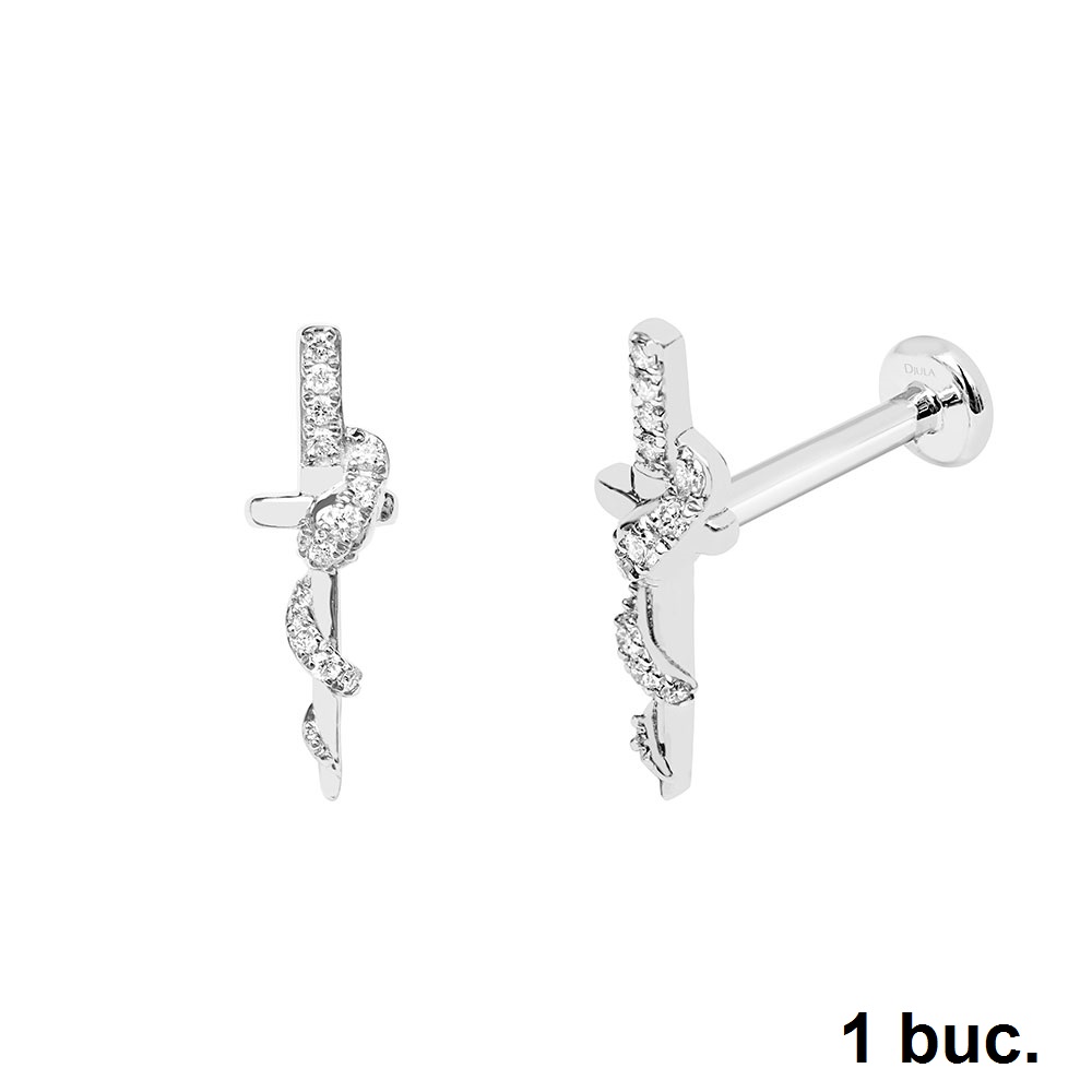 Cercel din aur alb cu pietre Diamant