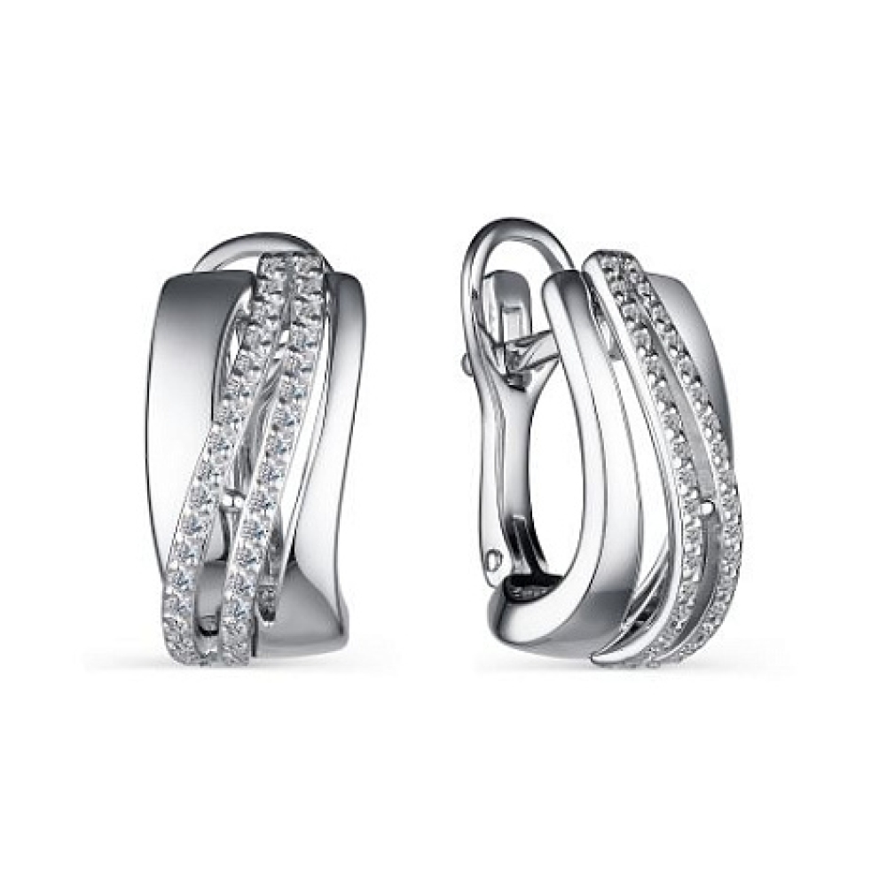 Cercei din argint  cu pietre Cubic Zirconia Incolor