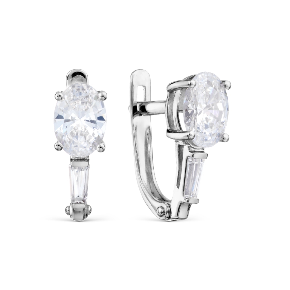 Cercei din aur alb cu Cubic Zirconia Incolor