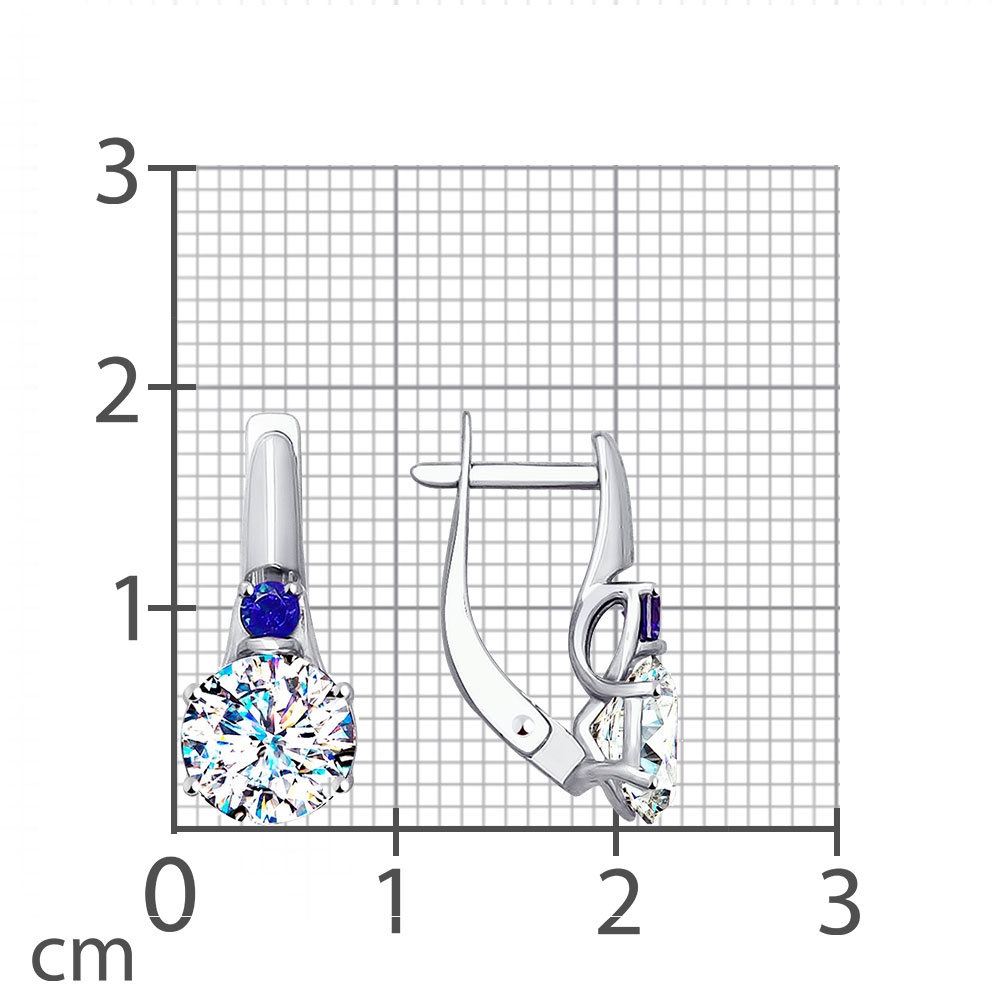 Inel din aur alb cu pietre Cubic Zirconia Incolor, Cubic Zirconia Albastru