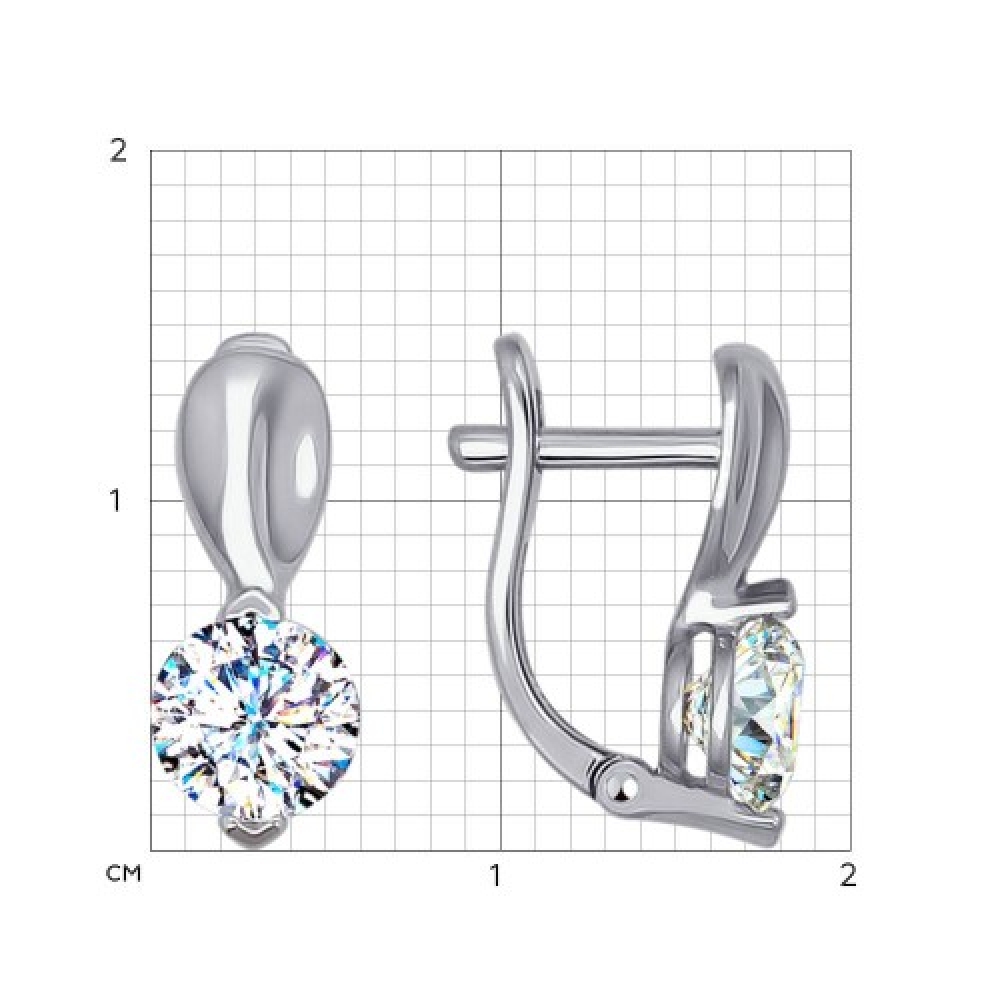 Cercei din aur alb cu pietre Cubic Zirconia Incolor