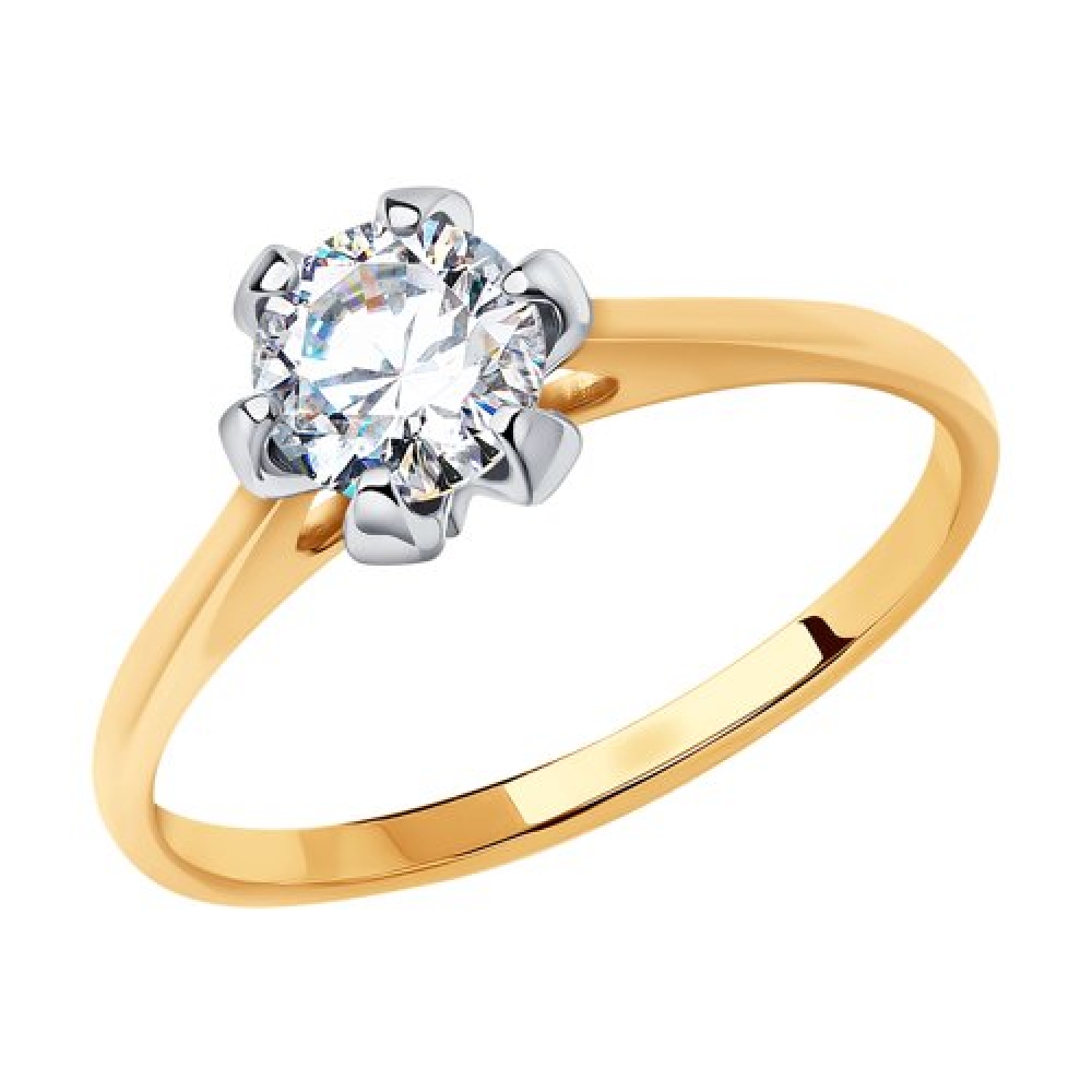 Inel din aur roz cu pietre Cubic Zirconia Incolor