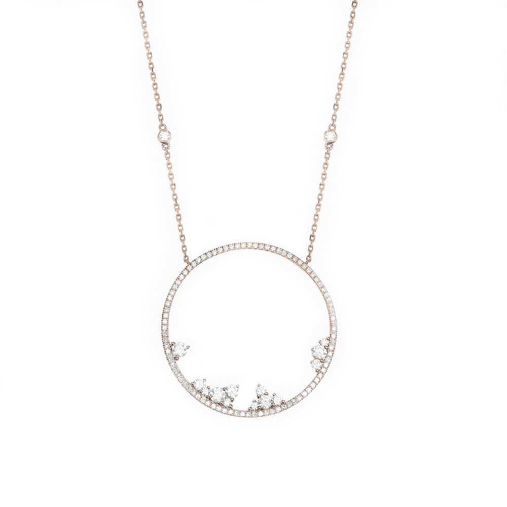 Colier din aur roz cu pietre Diamant